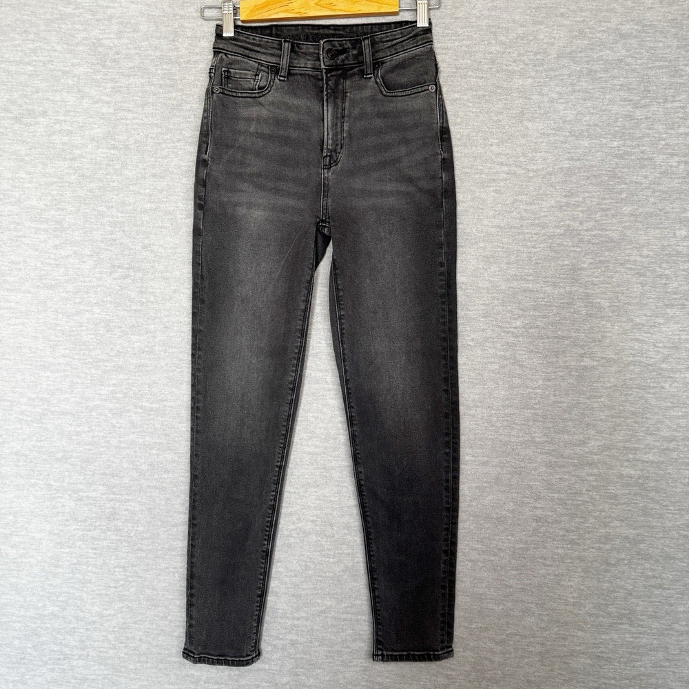 American Eagle Womens Mom Jeans Black Size 000‎ Denim Stretch Cotton No Hole